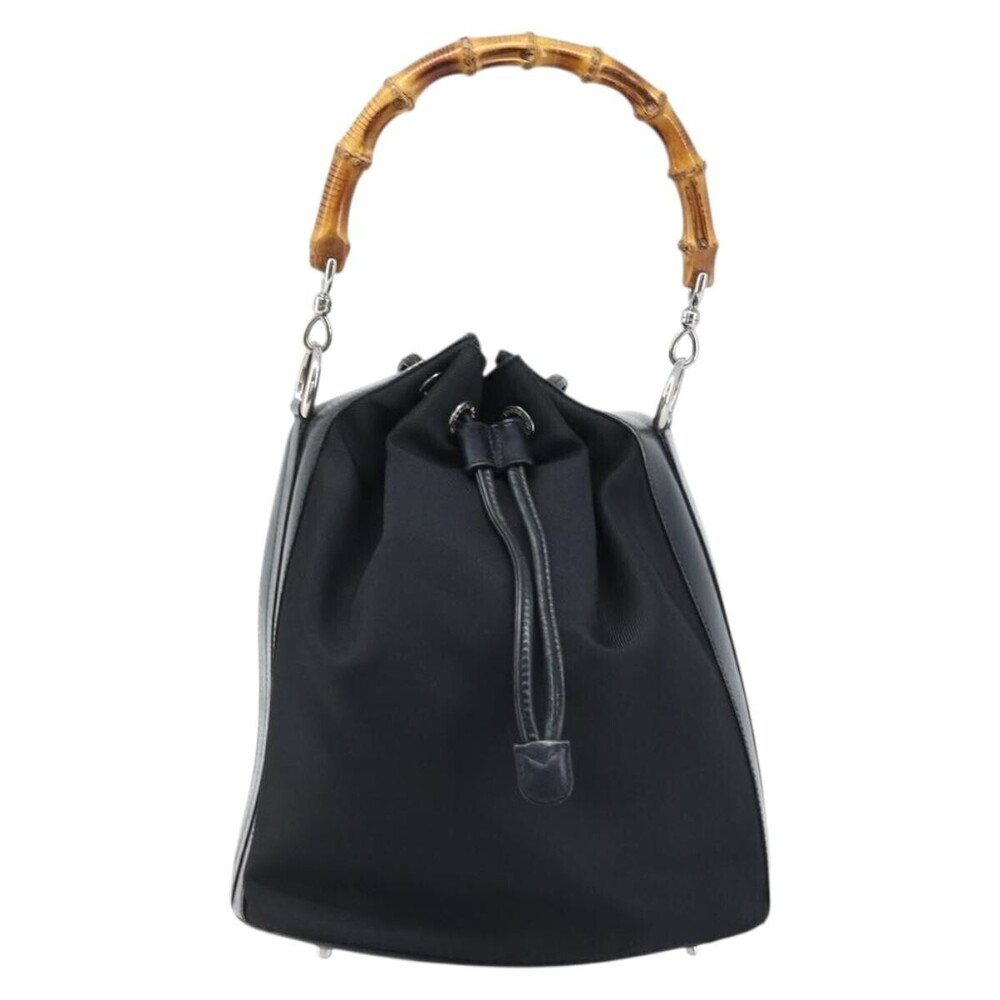 Gucci Vintage Bamboo Bucket Nylon and Leather Small